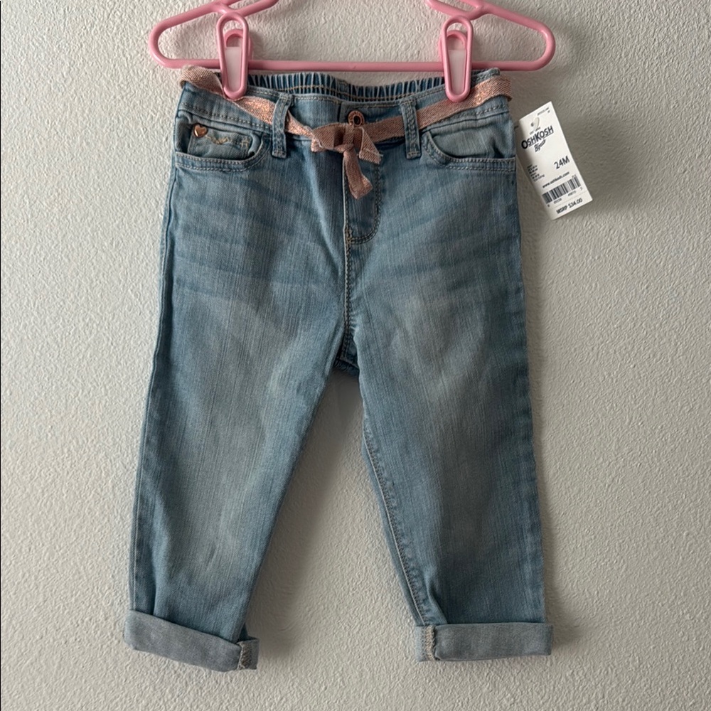 OshKosh B'gosh Blue and Pink Cropped Jeans